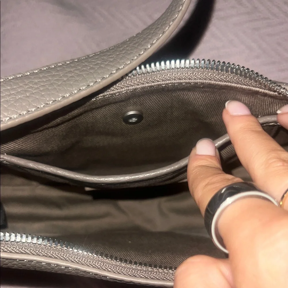 Quince Olive Gray Crescent Shoulder Bag